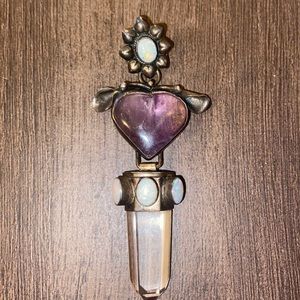 Amethyst, Quartz, and Opal Pendent